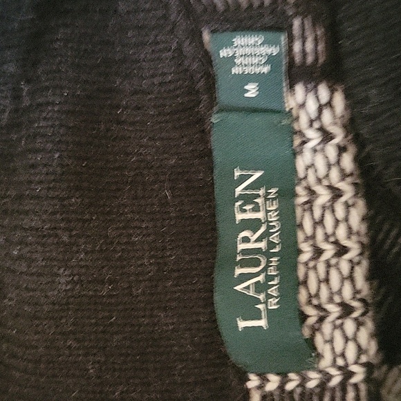 Ralph Lauren Black/Wht Checked Sweater, High Neck Under arm fringe, Med - Picture 3 of 10
